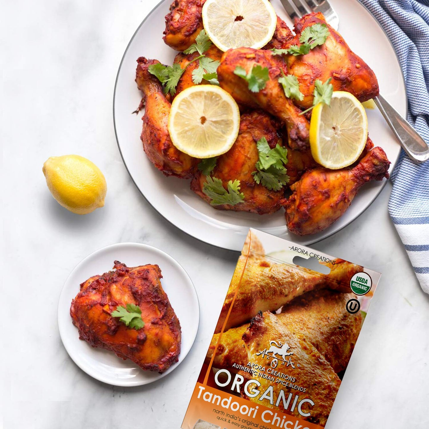 Vegan Organic Tandoori Chicken Indian Spice Blend - Arora Creations 0.9oz (6-Pack) | Gluten Free, Non-GMO, Low Sodium | Easy to Cook Indian At Home!