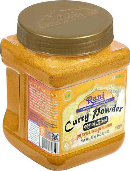 Rani Curry Powder Mild (10-Spice Authentic Indian Blend) 1lb (454g) PET Jar ~ All Natural | Salt-Free | NO Chili or Peppers | Vegan | No Colors | Gluten Friendly | NON-GMO | Kosher | Indian Origin