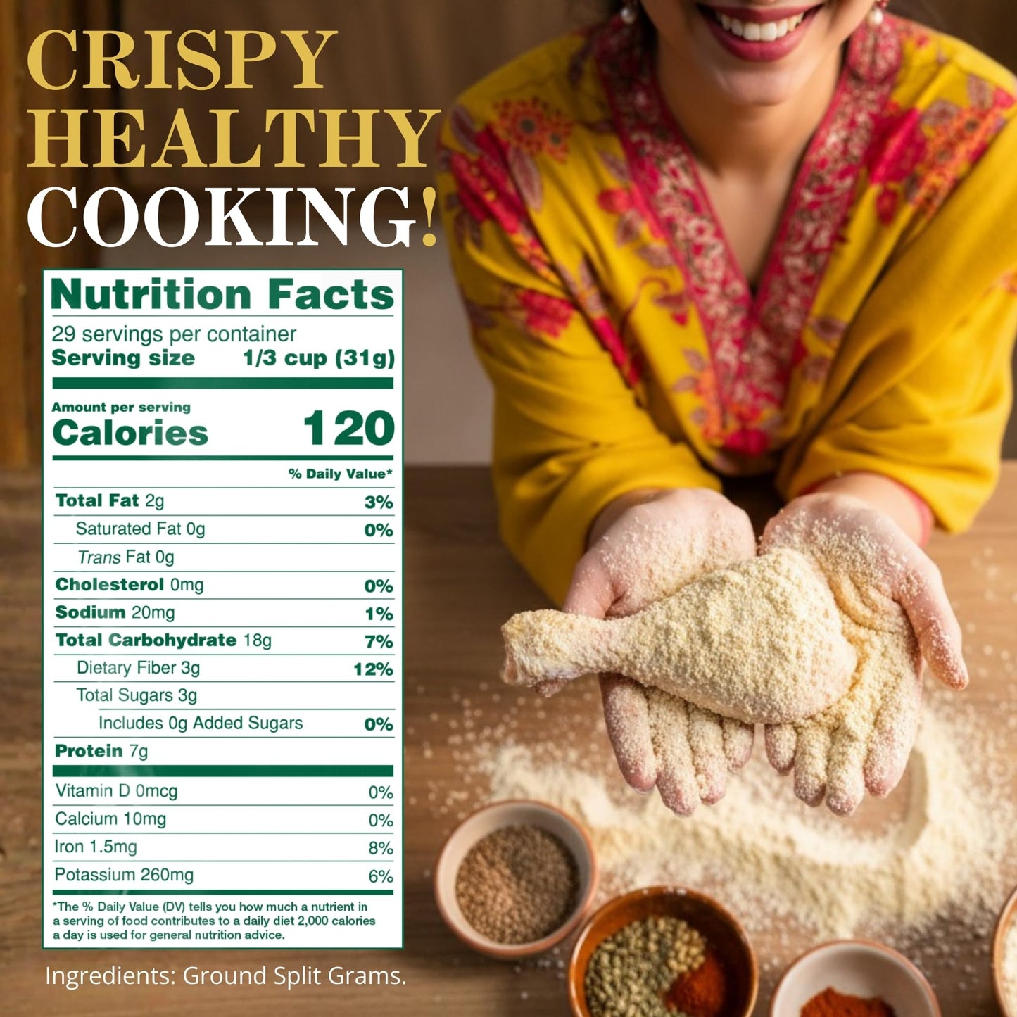 Laxmi Gram Besan Flour 2 lb Non-GMO, Vegan, Gluten Free - Made from Finely Ground Chickpeas Perfect for Authentic Indian Recipes