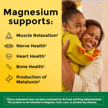 Nature Made Magnesium Glycinate 200 mg per Serving, Magnesium Supplement for Muscle, Heart, Nerve and Bone Support, 60 Magnesium Bisglycinate Capsules, 30 Day Supply