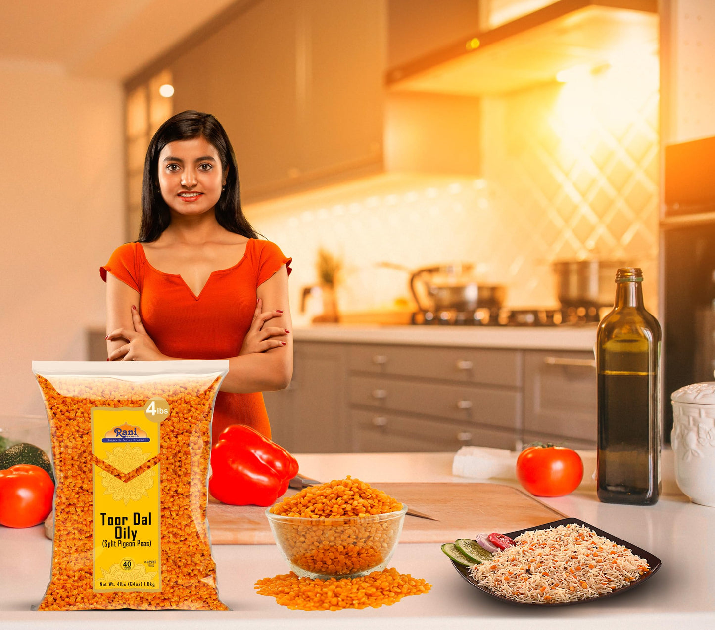 Rani Toor Dal (Split Pigeon Peas) Oily, 64oz (4lbs) 1.81kg Bulk ~ All Natural | Gluten Friendly | NON-GMO | Vegan | Indian Origin