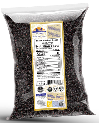 Rani Black Mustard Seeds Whole Spice (Kali Rai) 7oz (200g) ~ All Natural | Gluten Friendly | NON-GMO | Kosher | Vegan | Indian Origin