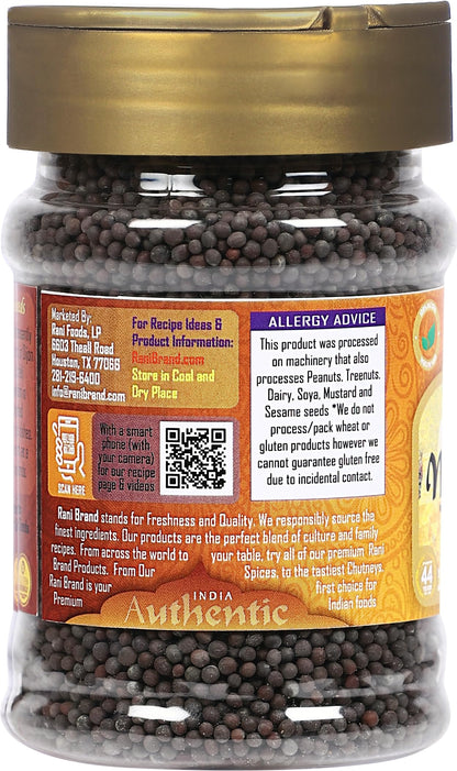 Rani Black Mustard Seeds Whole Spice (Kali Rai) 3.5oz (100g) PET Jar ~ All Natural | Gluten Friendly | NON-GMO | Kosher | Vegan | Indian Origin