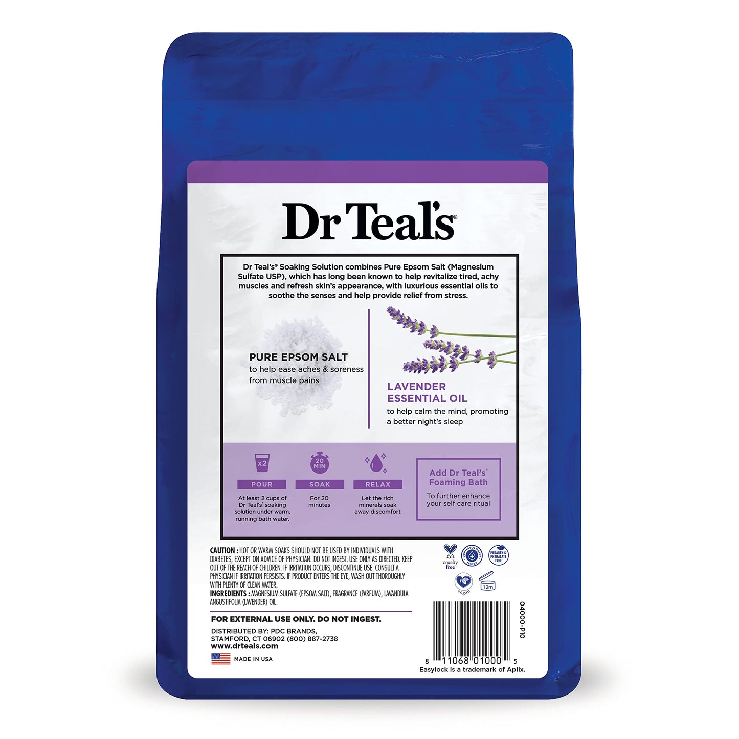 Dr Teal's Epsom Salt Soaking Solution, Soothe & Sleep, Lavender, 3lbs
