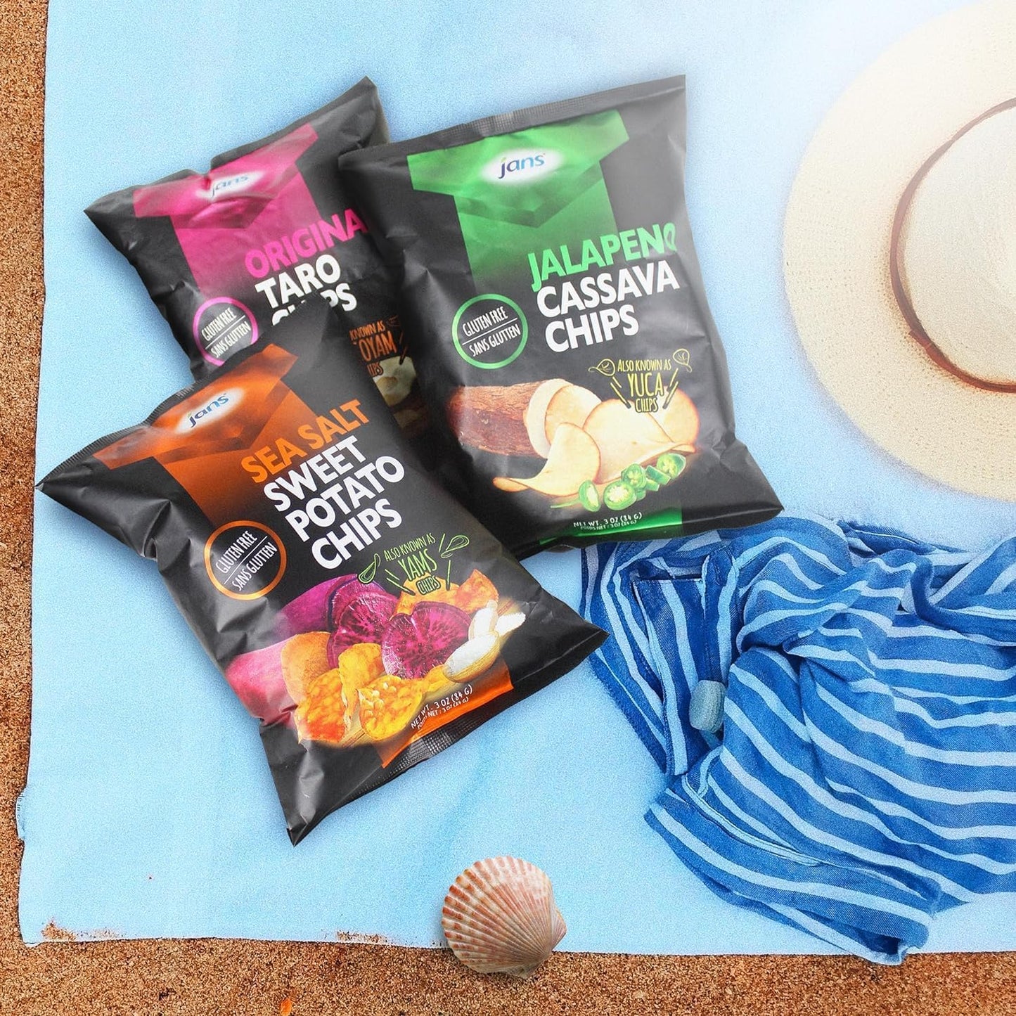 Jans Root Chips, Jalapeño Cassava Chips 3 Oz – Pack of 1 | Crispy Yuca, Spicy Jalapeno Snack Alternative to Potato Chips, Gluten Free, Non-GMO, Kettle Cooked Root Vegetable Chip