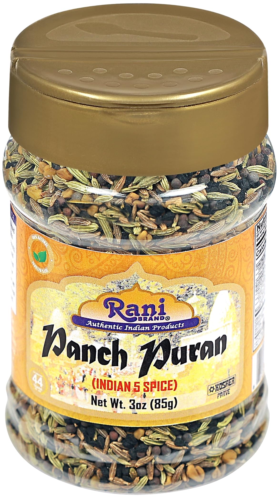 Rani Panch Puran (5 Spice) 3oz (85g) PET Jar ~ All Natural | Vegan | Gluten Friendly | NON-GMO | Kosher | Indian Origin (Equal Blend of Fenugreek, Mustard, Kallonji, Fennel and Cumin)