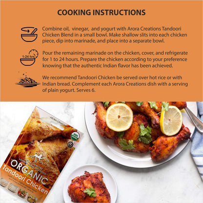 Vegan Organic Tandoori Chicken Indian Spice Blend - Arora Creations 0.9oz (6-Pack) | Gluten Free, Non-GMO, Low Sodium | Easy to Cook Indian At Home!