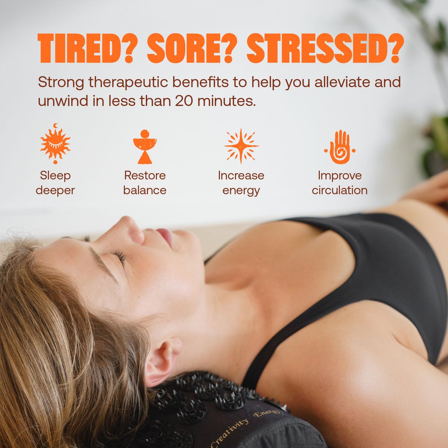 ShaktiMat Classic Acupressure Neck Pillow, Level 2 Intensity in Black, Sustainable & Durable, Relieves Stress & Tension, Promotes Relaxation & Focus