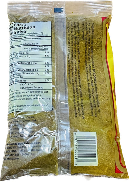 CHIEF HOT & SPICY CURRY POWDER, 230g (8 oz), DUCK AND GOAT BLEND MADE IN TRINIDAD & TOBAGO