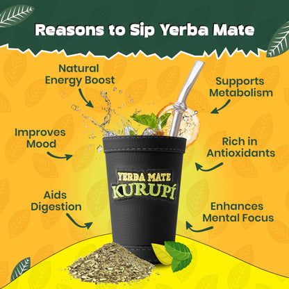 Kurupi Yerba Mate with Mint & Boldo 500 g (1.1 lb) | Paraguayan Herbal Loose Leaf Blend | Refreshing Natural Mate Tea with Mint & Boldo Leaves | Gluten Free
