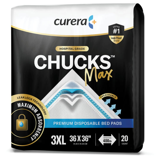 Chucks® MAX Hospital Bed Pads Disposable Adult 36 x 36 Breathable Incontinence Pads - XXX-Large Pee Pads for Adults - Heavy Duty 10X Absorbency Underpads - 400 Lbs. Patient Repositioning