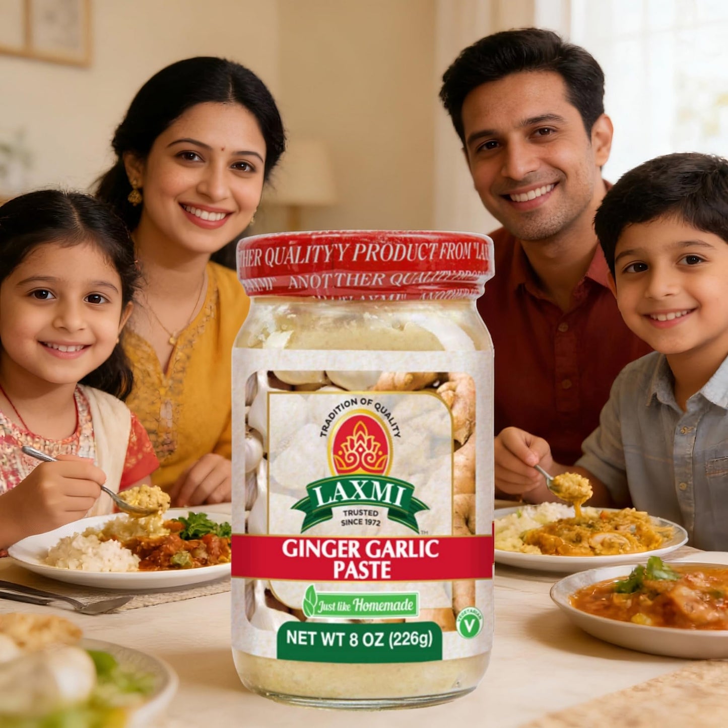 Laxmi Ginger Garlic Paste, 8 oz | Ginger and Garlic Paste in a Jar | Garlic and Ginger Paste for Cooking | A pure fresh staple