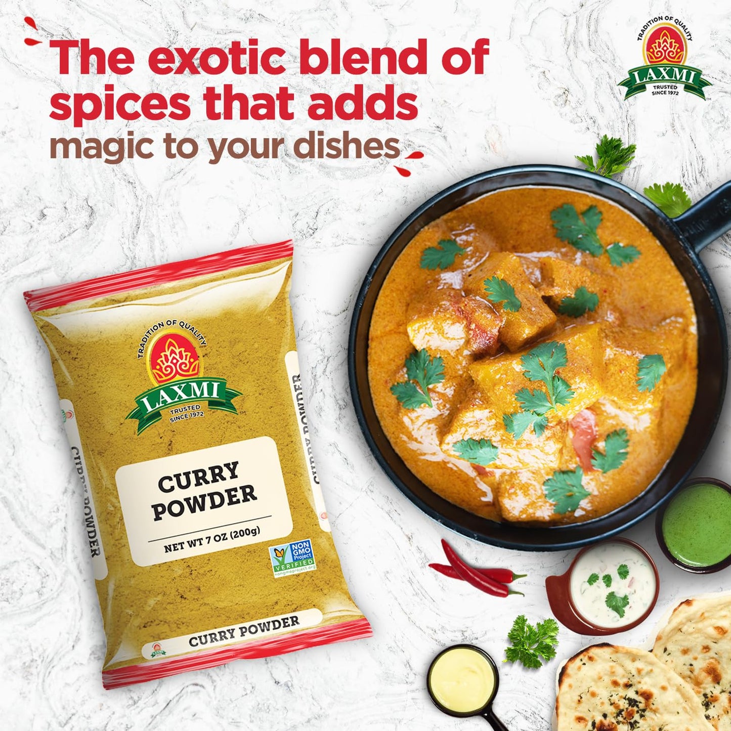 Laxmi Curry Powder 200gm (7oz) | Curry powder seasoning with a blend of spices | Non-GMO Product | For cooking and seasoning | Saves you time and energy