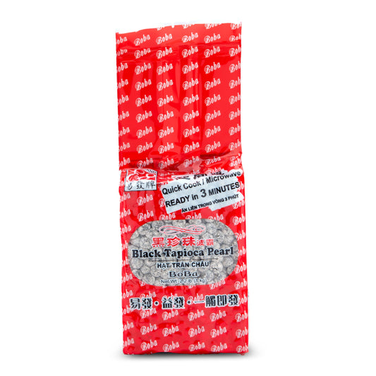 E-FA BRAND Black Tapioca Pearls (Boba), Quick Cook Tapioca Pearls for Bubble Tea, Microwave Ready in 3 Minutes, Fresh Chewy Texture, Milk Tea & Dessert Topping, Halal Certified, 2.2 LB (Pack of 1)