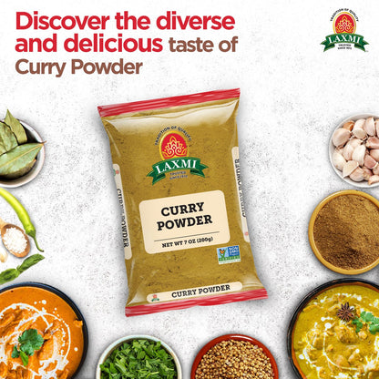 Laxmi Curry Powder 200gm (7oz) | Curry powder seasoning with a blend of spices | Non-GMO Product | For cooking and seasoning | Saves you time and energy