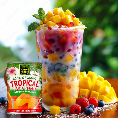 Native Forest Organic Tropical Fruit Salad - Canned Fruit in Natural Juice, Tropical Fruit Cocktail, Tropical Fruit Salad Organic - 14 Oz (Pack of 6)