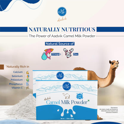 Aadvik Freeze Dried Camel Milk Powder | Pasture Grazed | Pure and Natural | Whole A-Grade Non GMO Shelf Stable Milk Powder 0.702 Oz x 10 Sachets | 7.2 Oz