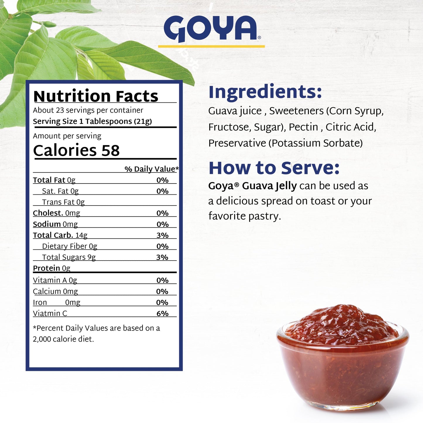 Guava Puree Jelly by Goya, Guava Jelly Spread for Breakfast Pastries, Mermelada De Guayaba, Guava Concentrate Jam, Latin Cooking and Baking Kitchen Staple, 3-Pack, 17 oz Jars