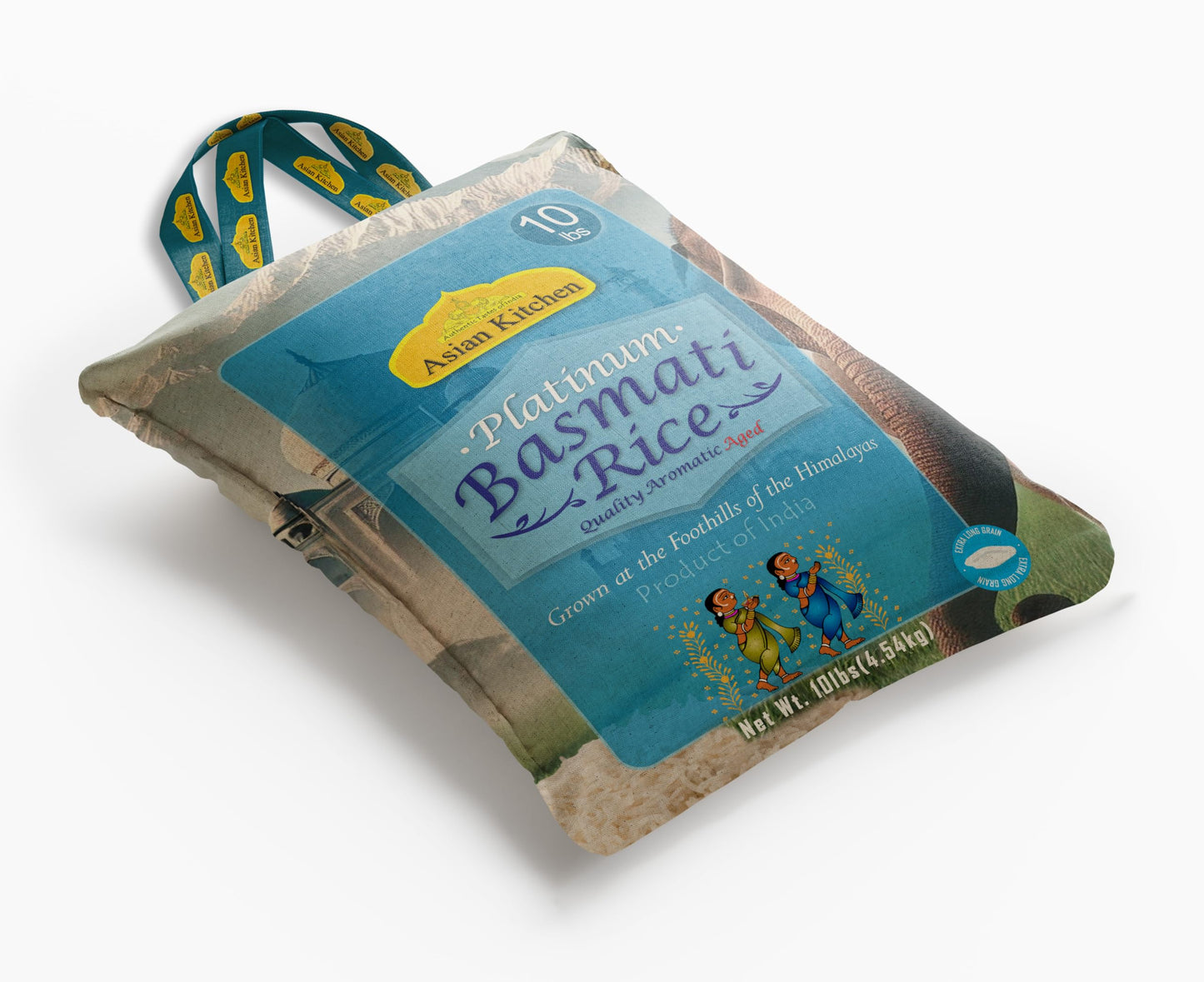 Asian Kitchen Platinum White Basmati Rice Extra Long Aged 10lbs (4.54kg) ~ All Natural | Gluten Friendly | Vegan | Indian Origin | Export Quality