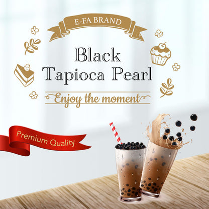 E-FA BRAND Black Tapioca Pearls (Boba), Quick Cook Tapioca Pearls for Bubble Tea, Microwave Ready in 3 Minutes, Fresh Chewy Texture, Milk Tea & Dessert Topping, Halal Certified, 2.2 LB (Pack of 1)