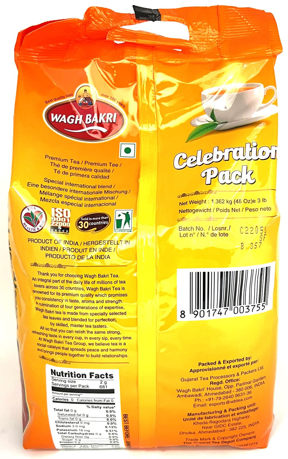 Wagh Bakri Premium Black Tea, Special International Blend, 3 lb (Pack of 1)