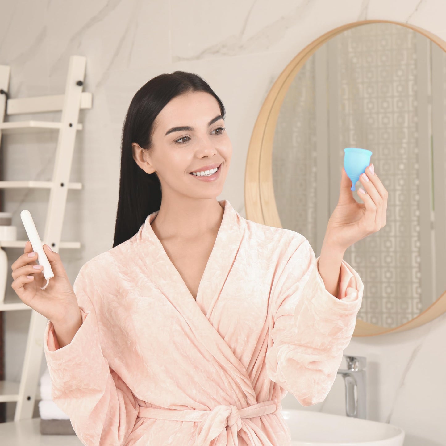 EcoBlossom Reusable Menstrual Cup Set - The Most Reliable Medical Grade Silicone Period Cups - Comfortably use for 12 Hours (Small & Large)