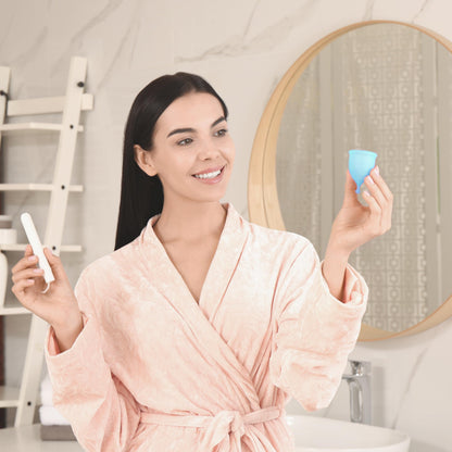 EcoBlossom Reusable Menstrual Cup Set - The Most Reliable Medical Grade Silicone Period Cups - Comfortably use for 12 Hours (Small & Large)