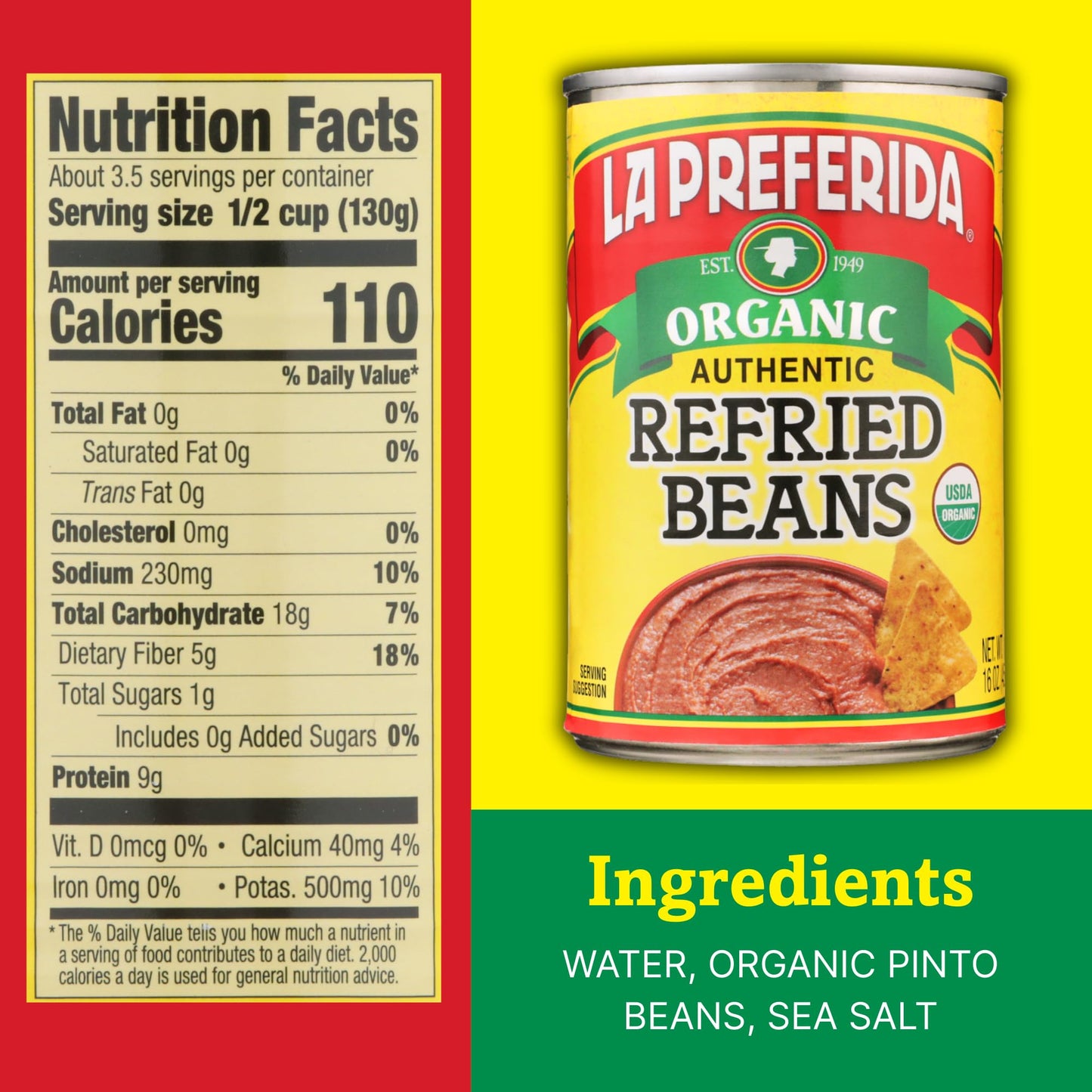 La Preferida Organic Refried Beans, 15 Ounce (Pack of 12)