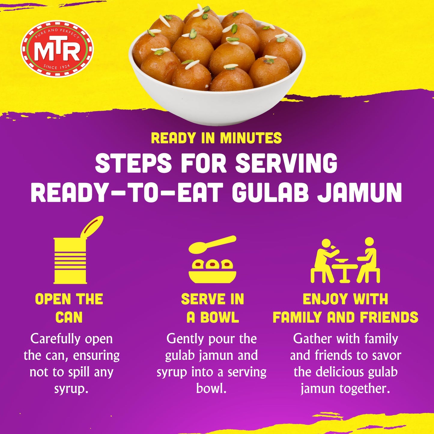 MTR Gulab Jamun – Traditional Indian Sweet – Soft & Melt-in-the-Mouth Texture – Easy to Prepare at Home – No Preservatives – 35.7 oz