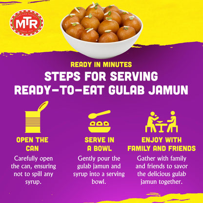 MTR Gulab Jamun – Traditional Indian Sweet – Soft & Melt-in-the-Mouth Texture – Easy to Prepare at Home – No Preservatives – 35.7 oz