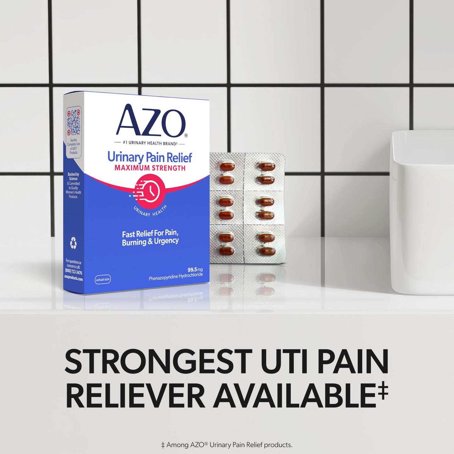 AZO Urinary Pain Relief Maximum Strength, Fast relief of UTI Pain, Burning & Urgency, Targets Source of Pain, #1 Most Trusted Brand, 24 Tablets