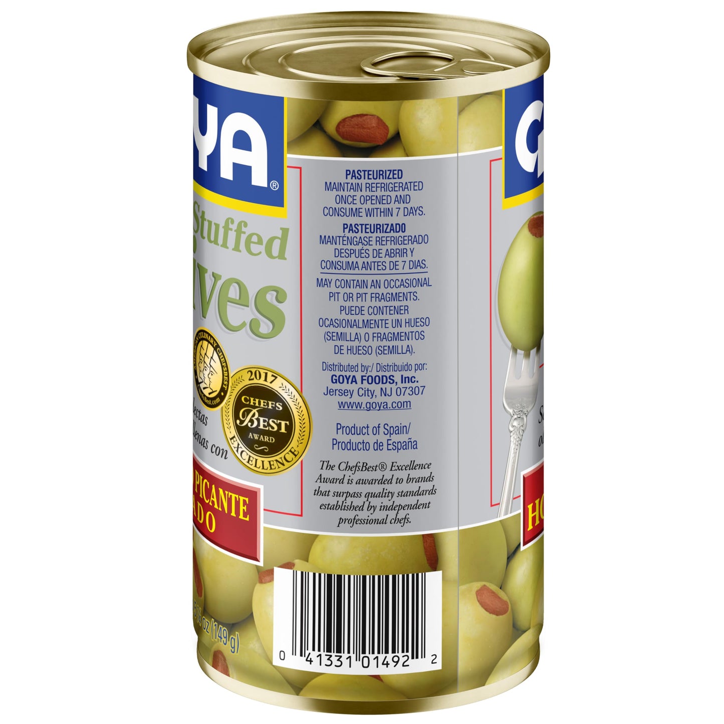 Goya Foods Manzanilla Olives Stuffed with Hot Peppers, 5.25 Ounce (Pack of 12), Golden