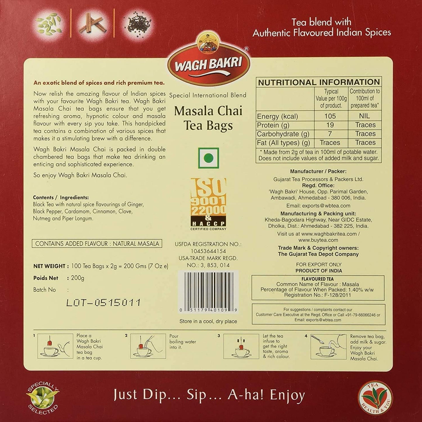 Wagh Bakri Masala Chai 100'S (Pack of 2)