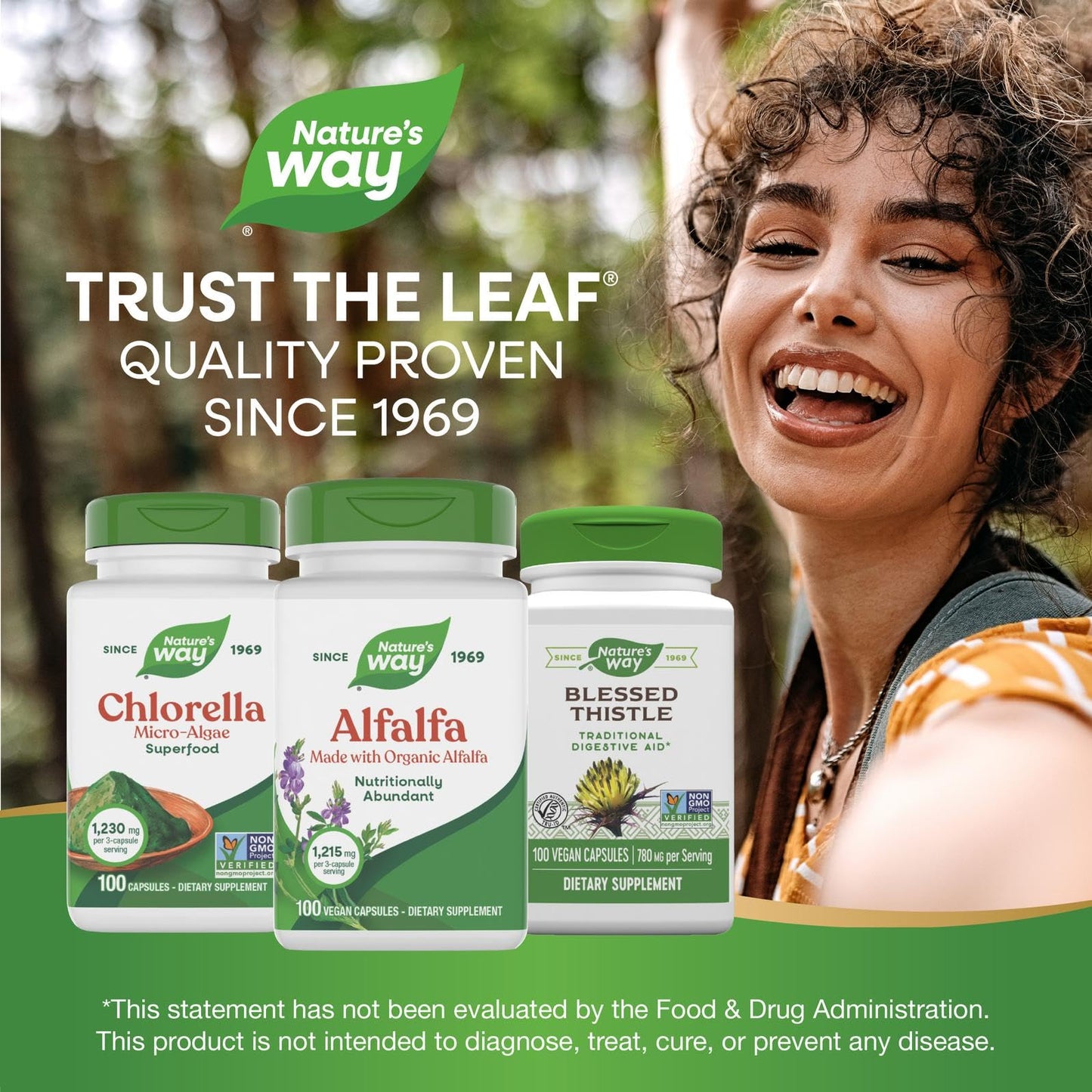 Nature's Way Alfalfa, Made With Organic Alfalfa, 1,215 mg per 3-capsule serving, Alfalfa Herbal Capsule, Gluten Free, Vegan, 100 Capsules (Packaging May Vary)