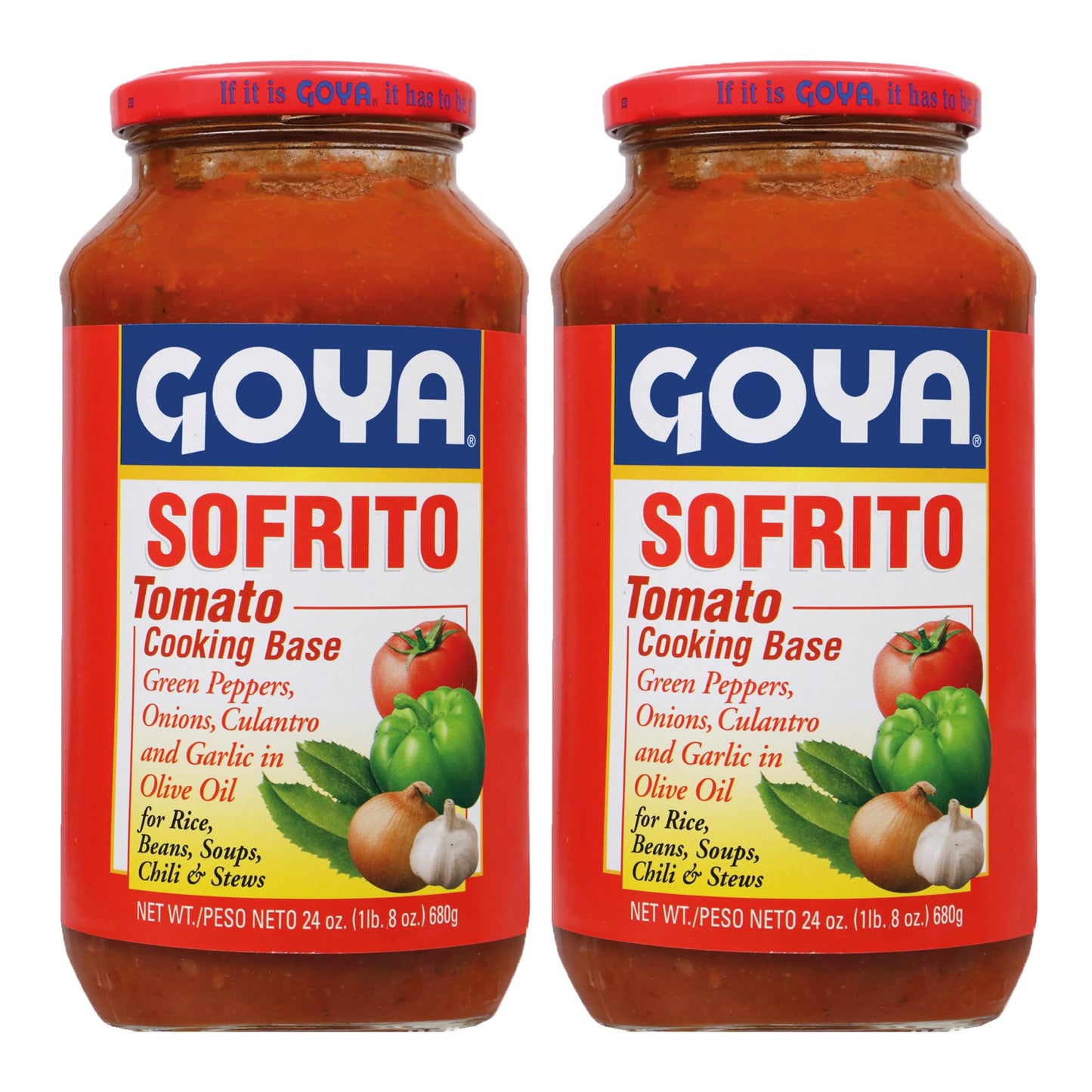Sofrito Tomato Paste by Goya, Tomato Cooking Base with Cilantro, Minced Garlic, Green Peppers, Onion, and Olive Oil, Latino Seasoning for Rice, Beans, Soups, Chili, and Stews, 2-Pack, 24 oz Jars