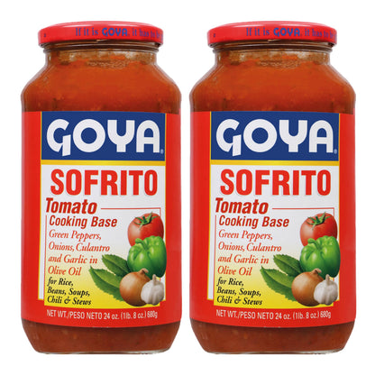 Sofrito Tomato Paste by Goya, Tomato Cooking Base with Cilantro, Minced Garlic, Green Peppers, Onion, and Olive Oil, Latino Seasoning for Rice, Beans, Soups, Chili, and Stews, 2-Pack, 24 oz Jars