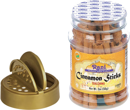 Rani Cinnamon Sticks 2oz (56g) PET Jar - 10-13 Sticks - Strong Aroma, Perfect for Baking, Cooking & Beverages | 3+ Inches Length - Cassia Saigon Cinnamon from Vietnam | Kosher