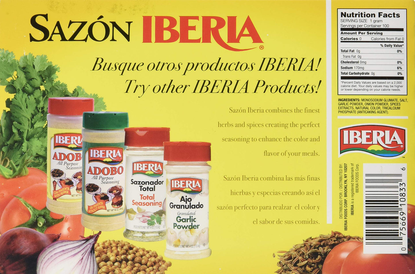 Iberia Sazon without Annatto, 3.52 oz, Perfect Seasoning Made With a Combination of Finest Herbs and Spices, 36 Packs