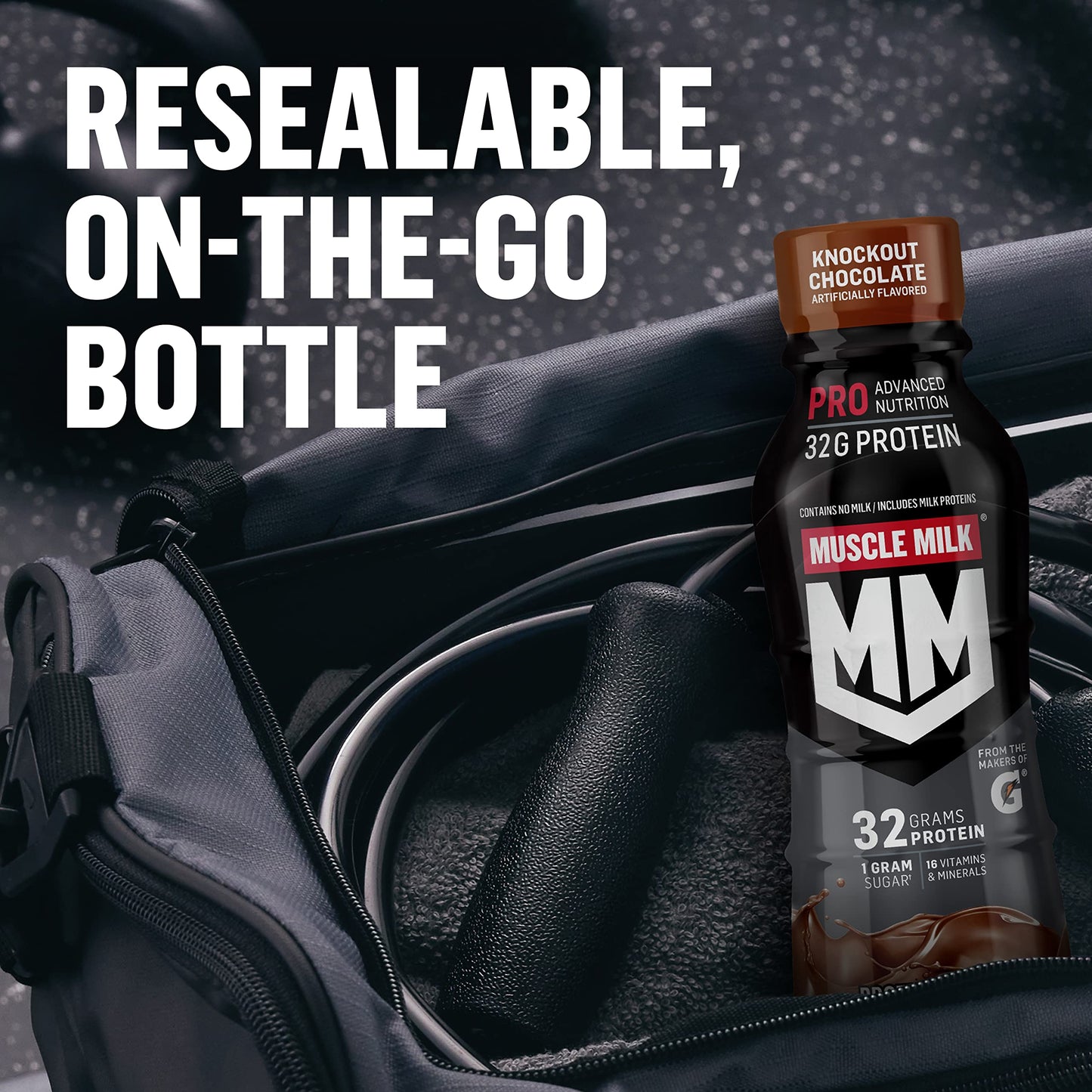 Muscle Milk Pro Series Protein Shake, Knockout Chocolate, 32g Protein, 11.16 Fl Oz (Pack of 12)