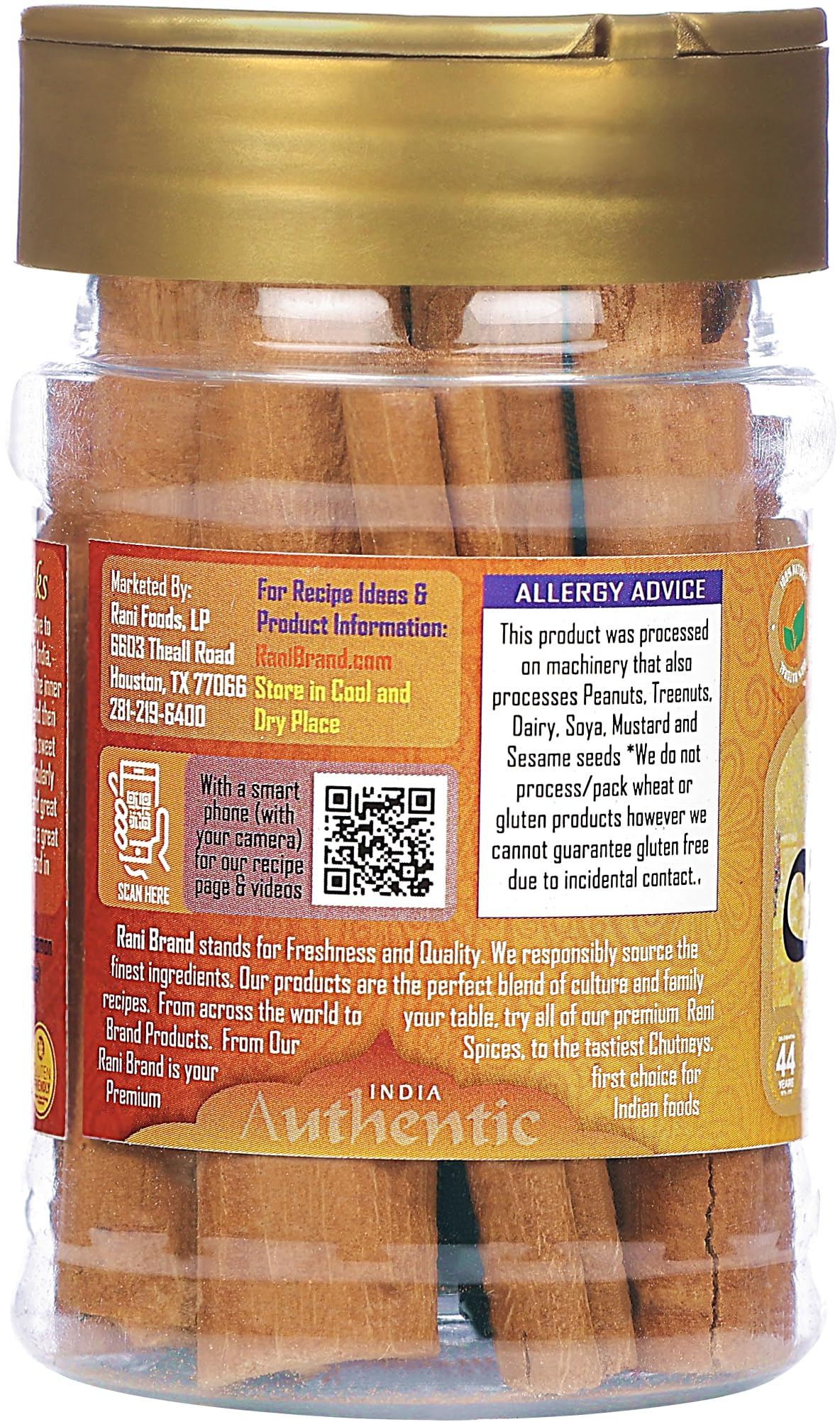 Rani Cinnamon Sticks 2oz (56g) PET Jar - 10-13 Sticks - Strong Aroma, Perfect for Baking, Cooking & Beverages | 3+ Inches Length - Cassia Saigon Cinnamon from Vietnam | Kosher