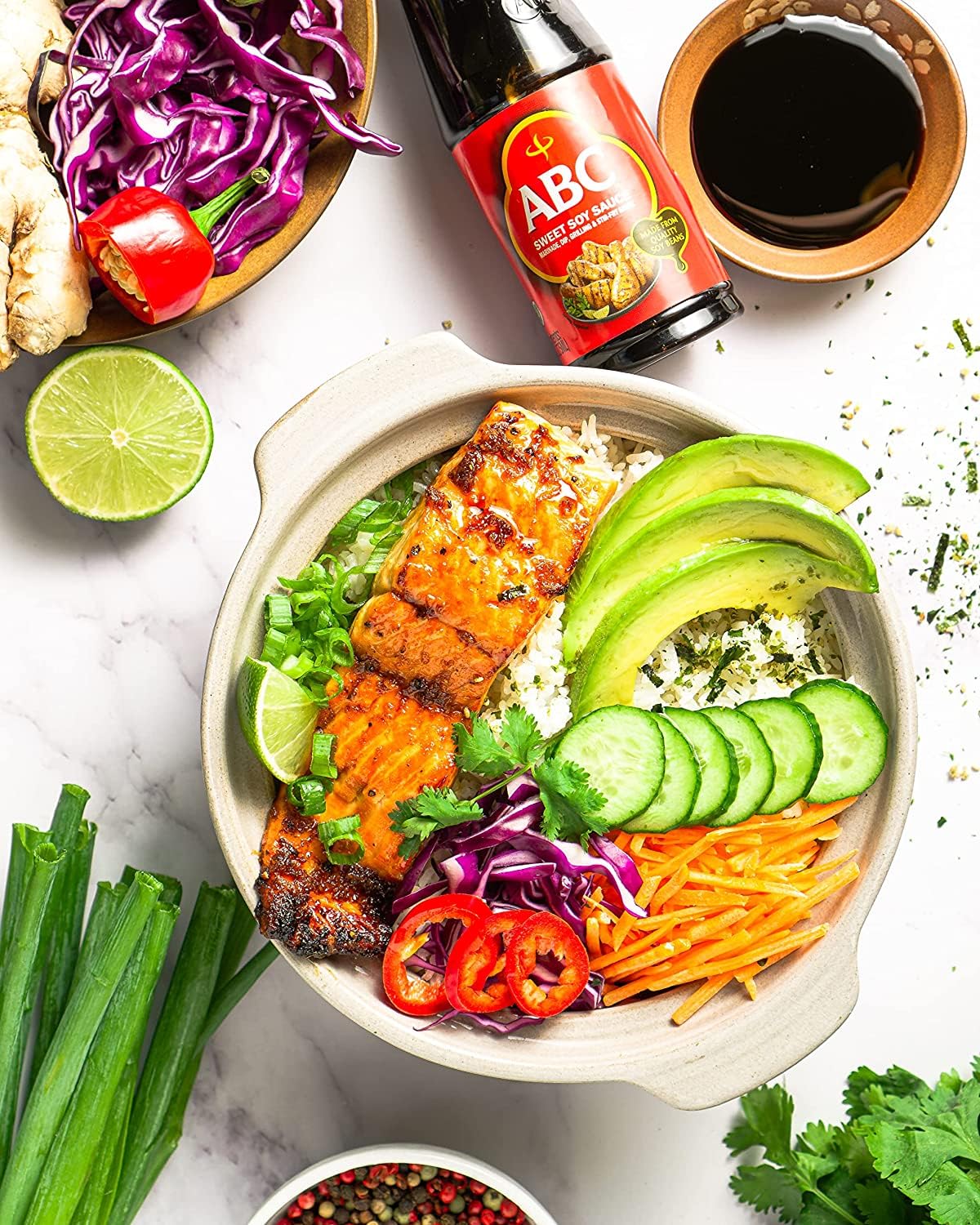 ABC Sweet Soy, Black Dark Marinade, 20.3 Oz, Savory Sauce, Dip, Stir-fry, Glaze, Vegan, No MSG, Plant-based, Halal, Umami Flavor, Indonesian Kecap Manis Made with Coconut Sugar