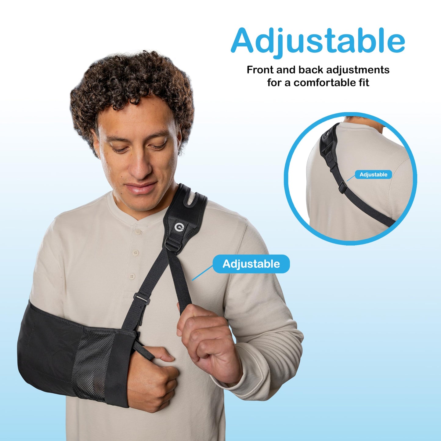 Pro Arm Sling with Split-Strap Support – Ergonomic Shoulder & Arm Brace, Lightweight Breathable Mesh, Adjustable Left or Right, Pain-Relief Comfort for Men & Women