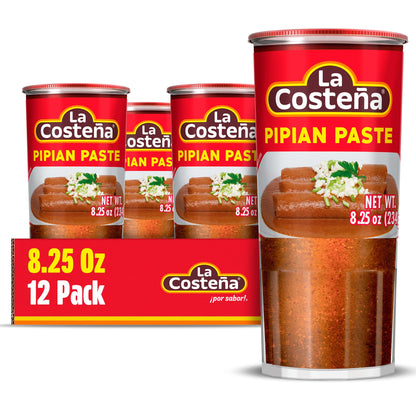 La Costeña Pipian Mole Sauce - Pipian Paste with Ancho Chiles & Pumpkin Seeds - Mexican Food, Enchilada Seasoning, Meat Marinade, Rice, Tamale, Taco, Burger, Comida Mexicana - 8.25oz, 12 Pack