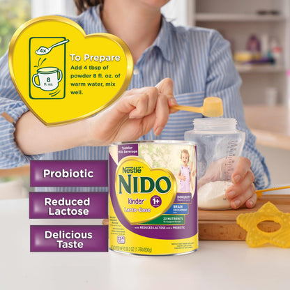 Nestlé NIDO Lacto-Ease Toddler Milk Beverage Powder Mix, Reduced Lactose, Toddler Nutritional Drink, Powdered Milk for Toddlers, 22 Servings per Container, 28.2 OZ, Pack of 1