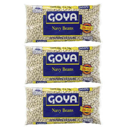Navy Beans by Goya, Whole Dried Beans, Nutritious and Versatile, Rich in Fiber, 3-Pack, 16oz. Bags