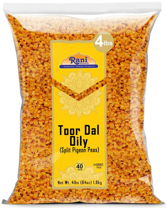Rani Toor Dal (Split Pigeon Peas) Oily, 64oz (4lbs) 1.81kg Bulk ~ All Natural | Gluten Friendly | NON-GMO | Vegan | Indian Origin