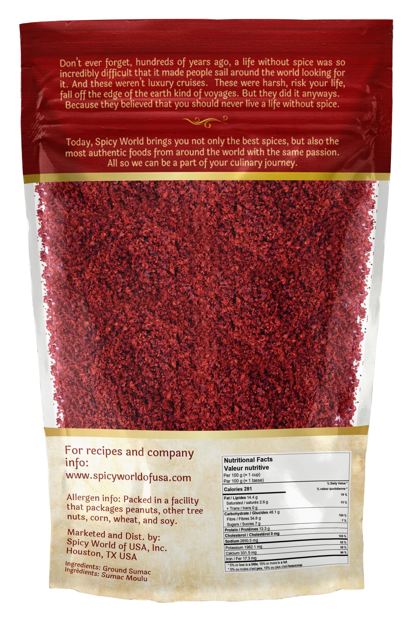 Spicy World Sumac Spice Powder 7 Ounce Bag - Ground Sumac, Sumac Seasoning (Sumak)