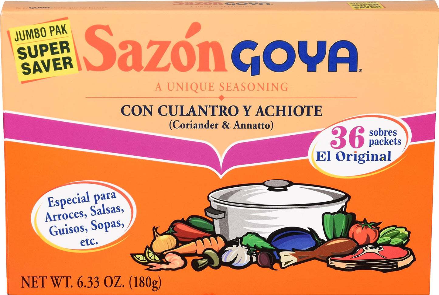 Goya Foods Sazón Seasoning with Coriander & Annatto, 6.33 Ounce (Pack of 1)