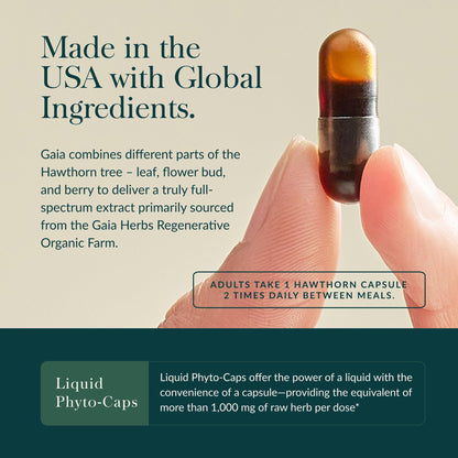 Gaia Herbs Hawthorn Supreme - Hawthorn Berry Supplement - with Herbs Traditionally Used to Support Heart Health* - 60 Vegan Liquid Phyto-Caps (60 Servings)