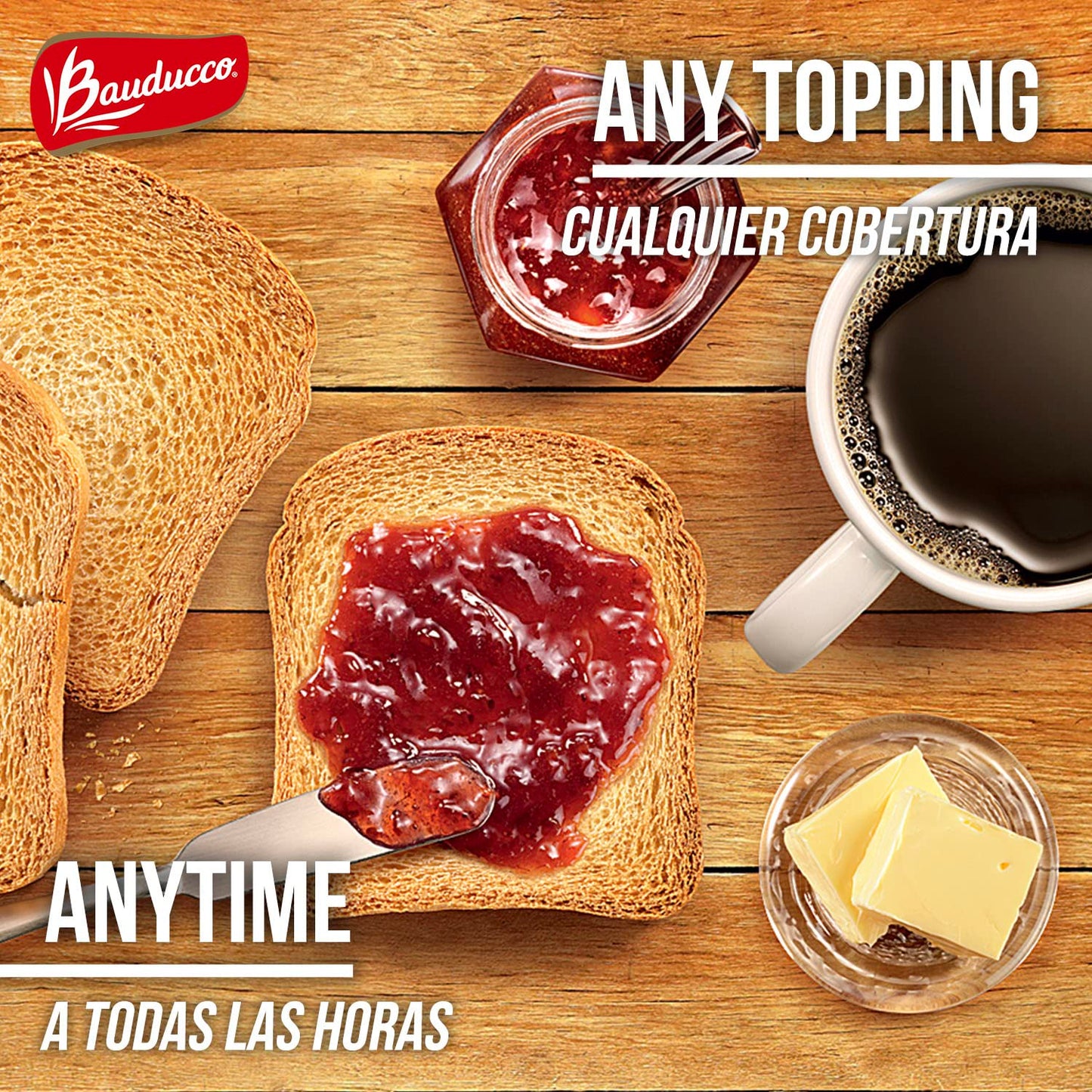 Bauducco Toast - Delicious, Light & Crispy Toasted Bread - Original & Whole Wheat - Ready-to-Eat Breakfast Toast & Sandwich Bread - No Artificial Flavors - 30 oz (Pack of 6)